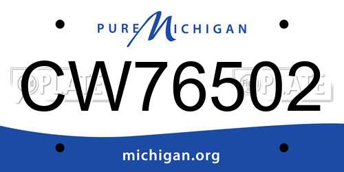 CW76502 Michigan License Plate