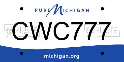 CWC777 Michigan License Plate
