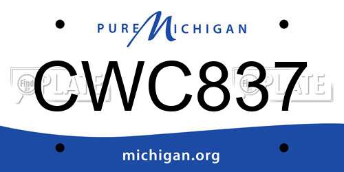 CWC837 Michigan License Plate