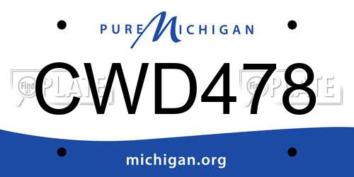 CWD478 Michigan License Plate