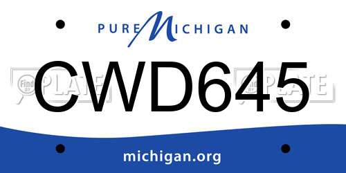 CWD645 Michigan License Plate