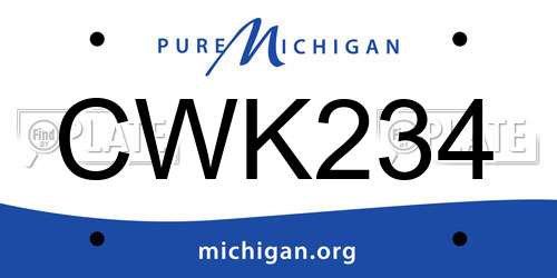 CWK234 Michigan License Plate