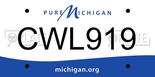 CWL919 Michigan License Plate