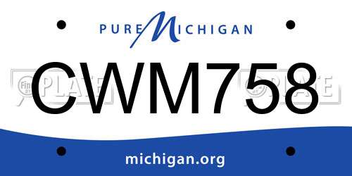 CWM758 Michigan License Plate