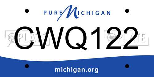 CWQ122 Michigan License Plate