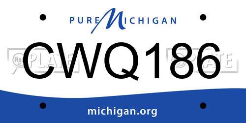 CWQ186 Michigan License Plate