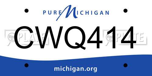 CWQ414 Michigan License Plate