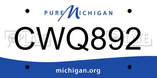 CWQ892 Michigan License Plate