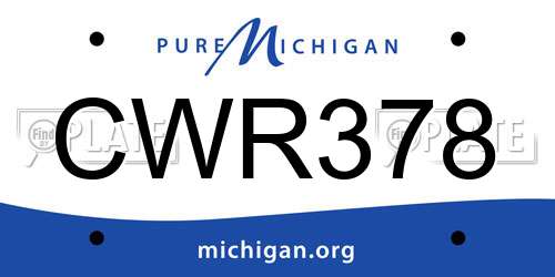 CWR378 Michigan License Plate