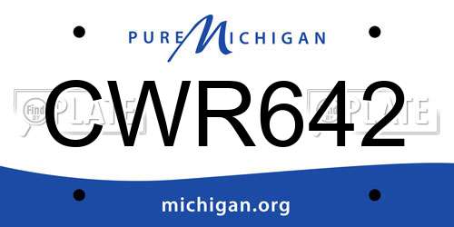 CWR642 Michigan License Plate