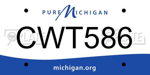 CWT586 Michigan License Plate