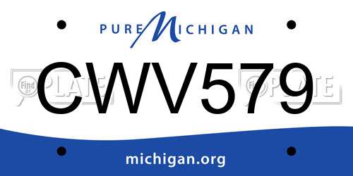 CWV579 Michigan License Plate