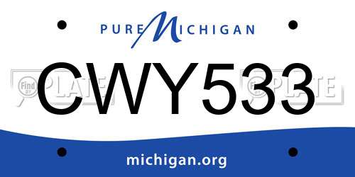 CWY533 Michigan License Plate