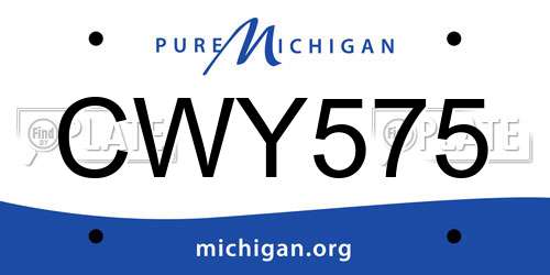 CWY575 Michigan License Plate