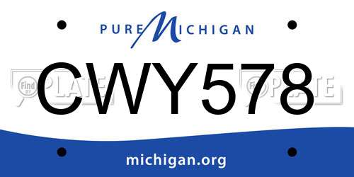 CWY578 Michigan License Plate