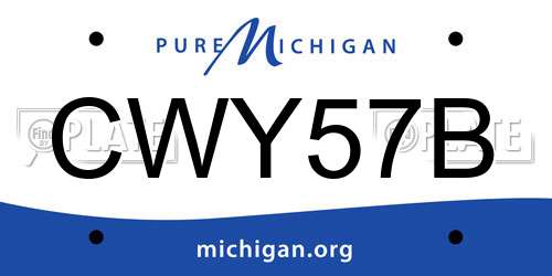 CWY57B Michigan License Plate