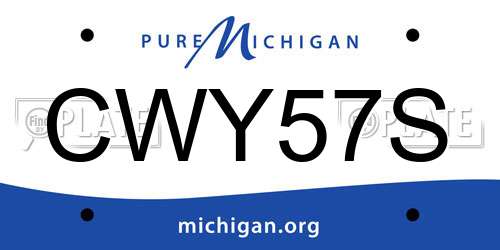 CWY57S Michigan License Plate