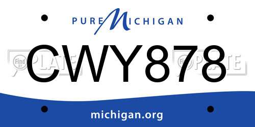 CWY878 Michigan License Plate