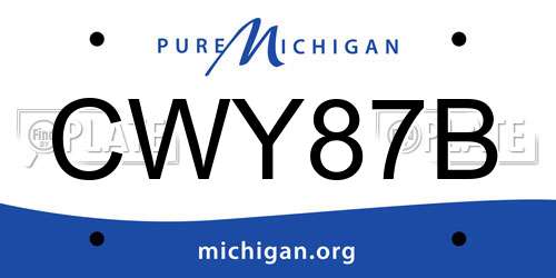 CWY87B Michigan License Plate