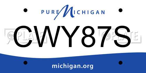 CWY87S Michigan License Plate