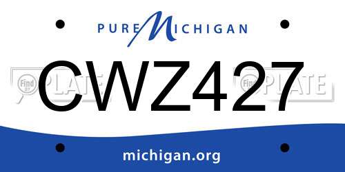 CWZ427 Michigan License Plate