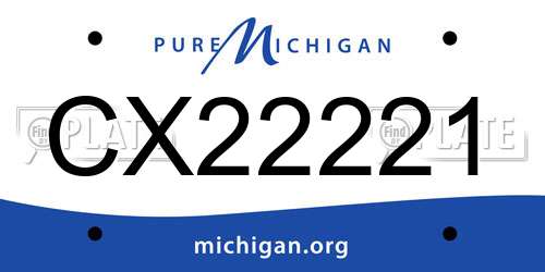 CX22221 Michigan License Plate