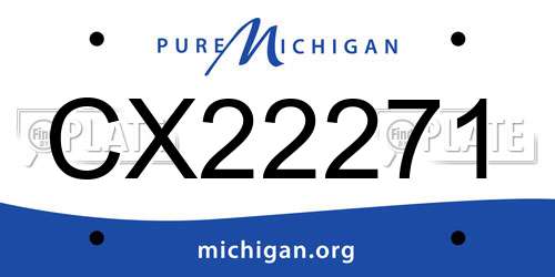 CX22271 Michigan License Plate
