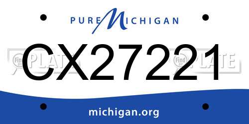 CX27221 Michigan License Plate