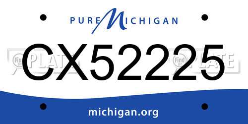 CX52225 Michigan License Plate