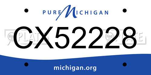 CX52228 Michigan License Plate