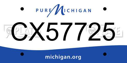 CX57725 Michigan License Plate