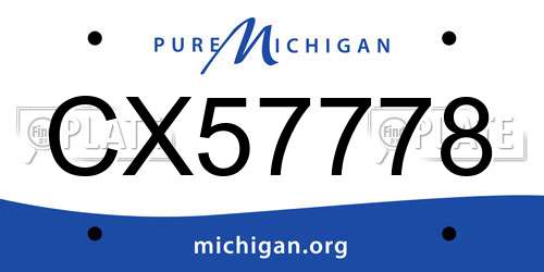CX57778 Michigan License Plate