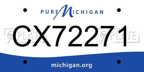 CX72271 Michigan License Plate