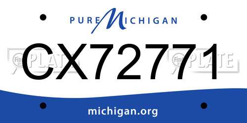 CX72771 Michigan License Plate