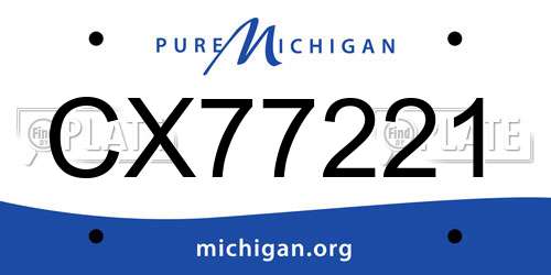 CX77221 Michigan License Plate