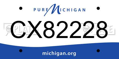 CX82228 Michigan License Plate