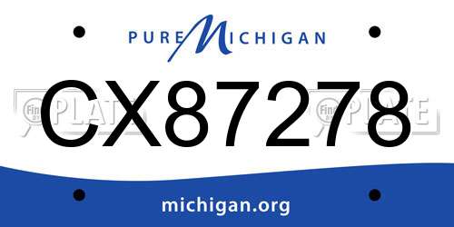 CX87278 Michigan License Plate