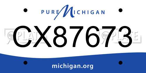 CX87673 Michigan License Plate