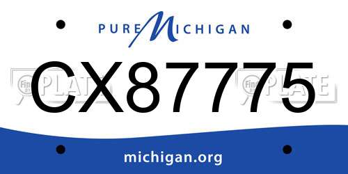 CX87775 Michigan License Plate