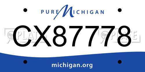 CX87778 Michigan License Plate