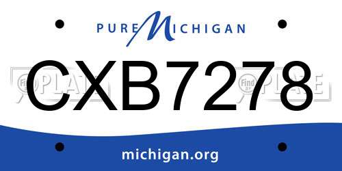 CXB7278 Michigan License Plate
