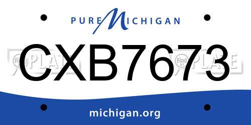 CXB7673 Michigan License Plate