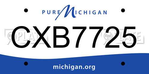 CXB7725 Michigan License Plate