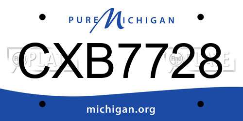 CXB7728 Michigan License Plate