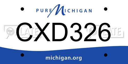 CXD326 Michigan License Plate