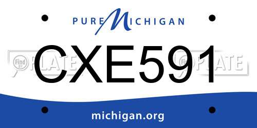 CXE591 Michigan License Plate