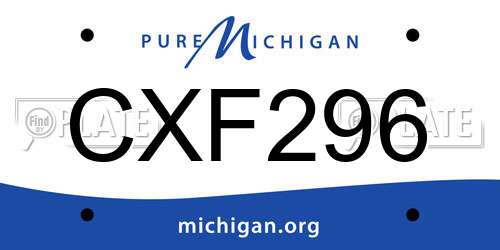 CXF296 Michigan License Plate