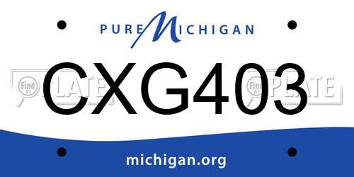 CXG403 Michigan License Plate