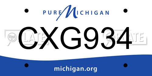 CXG934 Michigan License Plate