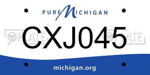 CXJ045 Michigan License Plate
